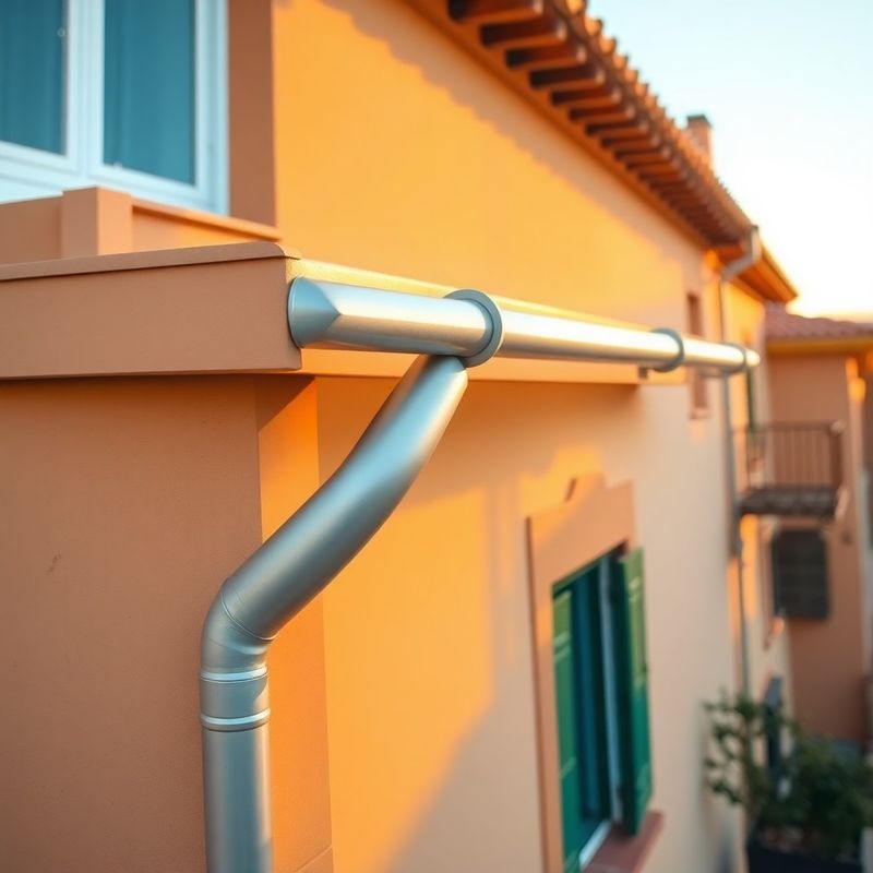 Canalones de aluminio recién instalados en una fachada de Palma